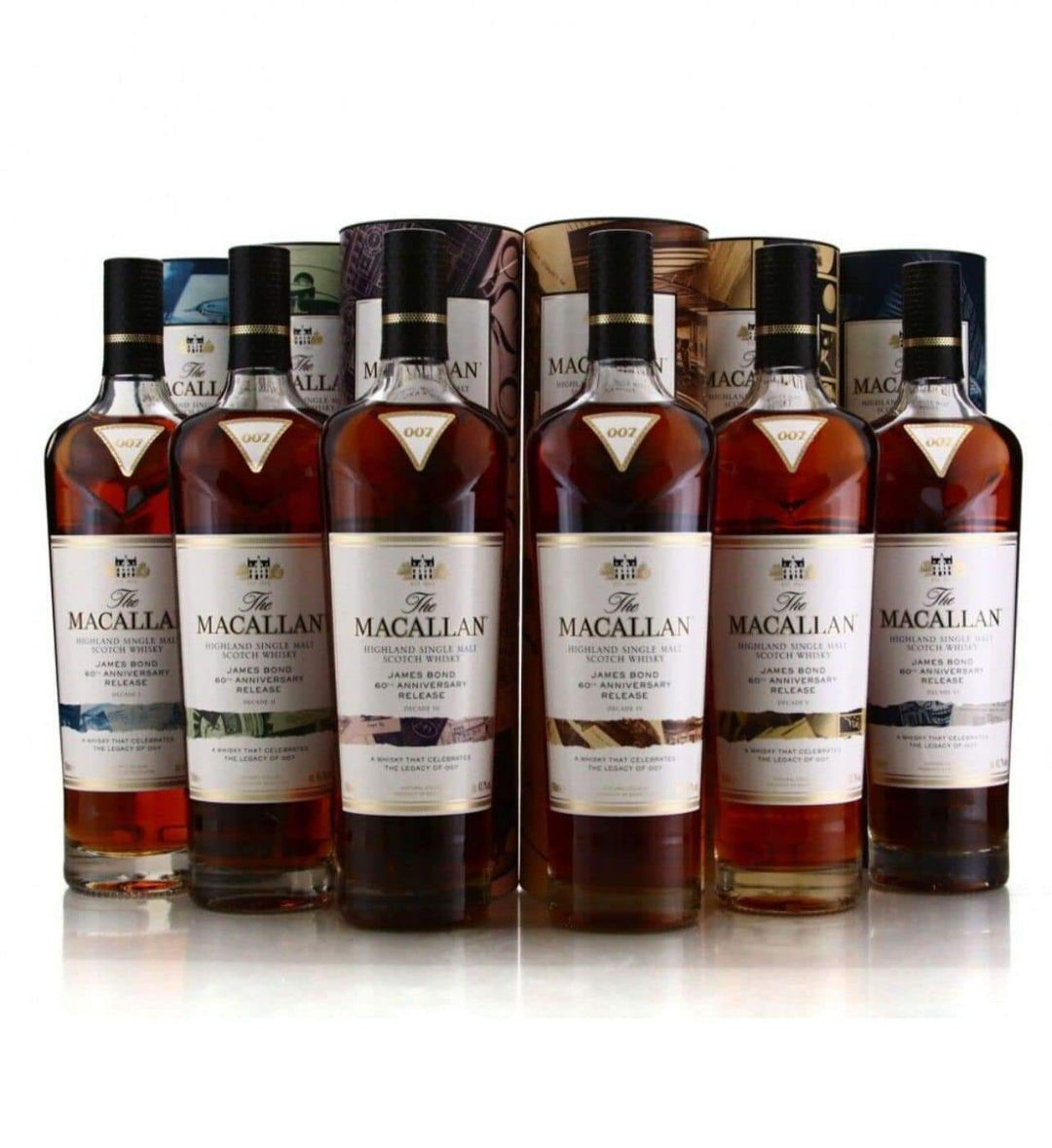 Macallan, James Bond, 60th Anniversary Release, Decade 1-6 set