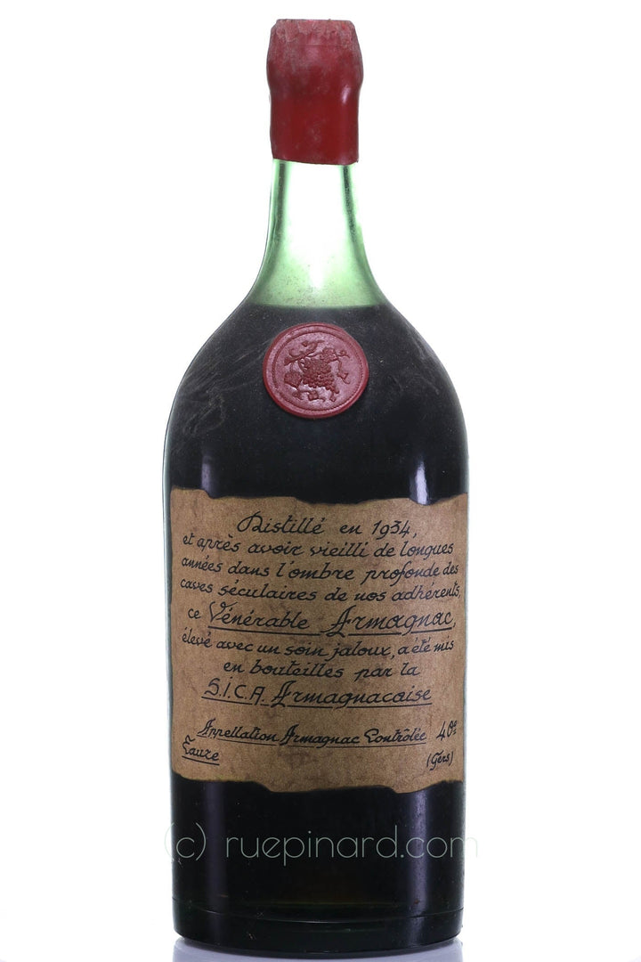 1934 S.I.C.A Armagnacaise Armagnac 2.5L - Red Wax Shoulderbutton with Logo - Rue Pinard