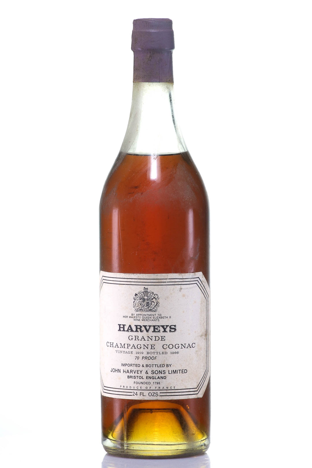 Harvey's 1919 Grande Champagne Cognac - Vintage Bottled 1966